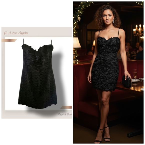 Ya Los Angeles Dresses & Skirts - 🌿YA Los Angeles Womens Black Mini Ruffle Dress size Medium
